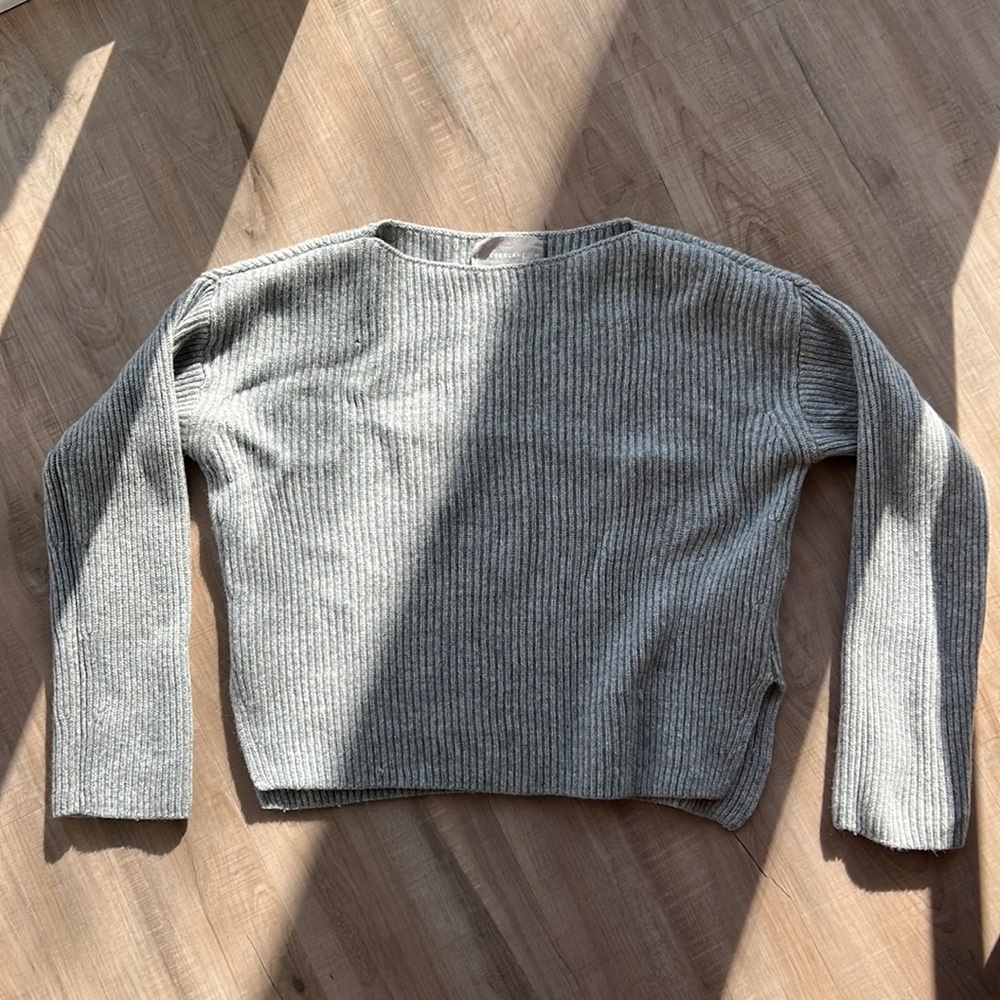 Everlane boatneck gray cashmere sweater XS